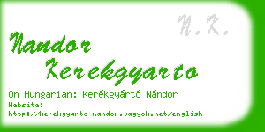 nandor kerekgyarto business card