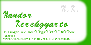 nandor kerekgyarto business card